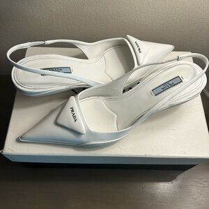 Brushed leather slingback pumps